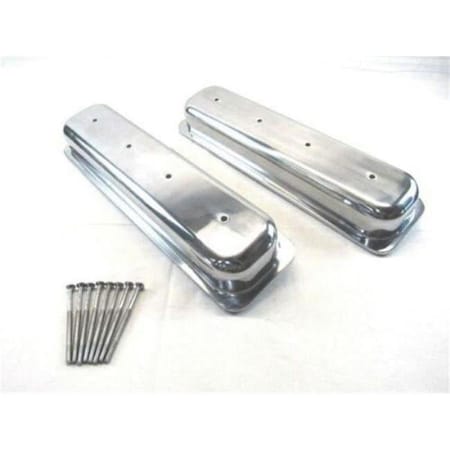Bous Performance Short Aluminum Center Bolt Smooth Valve Cover without Hole for 1987-1997 SBC 305-350, Polished E41032P